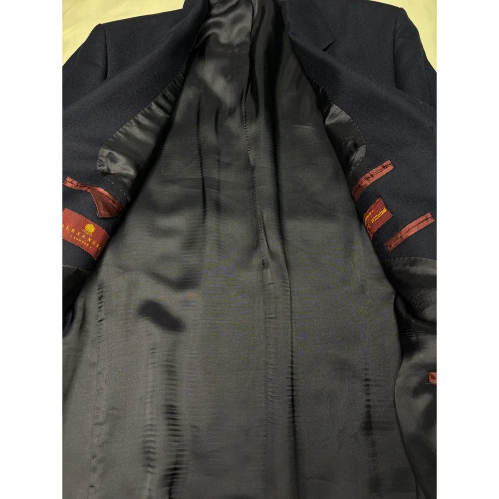Alexandre London Navy Wool Blazer Gold‎ Buttons Personally Tailored Sylvester 52